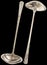 Old Stainless Steel Sauce Ladle Front And Reverse Side Variants Isolated On Black Background