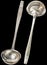 Old Stainless Steel Soup Ladle Front And Reverse Side Variants Isolated On Black Background