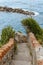 old stairs and beautiful seascape with stones