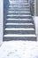 Old stall close texture round stair with snow