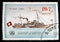 Old stamp with the image of sea transport, ships, fleet