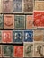 Old stamps, vintage stamps, vintage stamps with stamps from old stock, retro