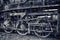 Old steam  engine on the railways - detail of wheels
