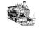 Old steam locomotive engine retro vintage