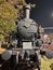 Old steam locomotive by night