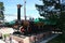 Old steam locomotive on a pedestal