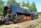Old steam locomotive and railways