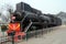 Old steam locomotive at Yantai railway station.