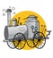 Old steam powered engine