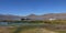 An old steam ship from the late 1800Â´s at anchor in Lake Titicaca Peru