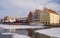 Old steamer mooring in winter time in GdaÅ„sk