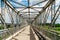 Old steel pedestrian bridge, inside view