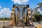 Old steel train bridge across the river