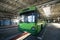 Old but still working trolleybus parked at the trolley depot hangar for technical inspection