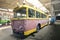 Old but still working trolleybus parked at the trolley depot hangar for technical inspection