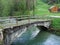 The old stone bridge across the Thur River in Unterwasser