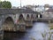 Old stone bridge over Shannon river and old town of Carrick-on-Shannon, Irleand.