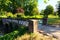 Old stone bridge over the stream. Nature landscape of picturesque Arboretum Oleksandriya in Bila Tserkva.