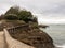 Old stone bridge at Rocher du Basta Island in Biarritz, France