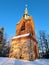 Old stone Chapel of St. Lawrence in daylight on a frozen January day