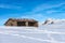 Old stone Cowshed on Lessinia High Plateau in Winter with Snow - Veneto Italy