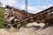 Old stone crushing plant. Gravel mill