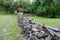 Old stone fence by the Christopher House, Historic Richmond Town, Staten Island, NY, USA