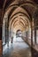 Old stone hallway of church brick roof