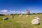 Old stone henge and windmill