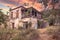 Old stone house in Zarouhla village. Achaia, Greece