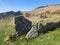 old stone houses in ticino. Derelict stone huts near the Monte Generoso mountain in Lugano. Nice hiking area.Spring time