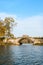 Old stone hump-back bridge in Gatchina. Russia