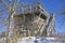 Old Stone Lookout Tower in Winter