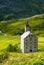 Old stone monastery in the green stony mountains