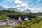 Old stone Sligachan bridge over the river on Isle of Skye, Scotland