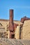 Old stone structure in desert for borax mining at Death Valley