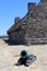 Old stone structures and canons in courtyard, Fort Ticonderoga,New York, 2014