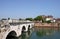 Old stone Tiberius bridge landmark Rimini