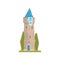 Old stone tower with blue pennant, ancient architecture building vector Illustration