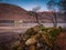 Old stone wall at Kilchurn Castle in Scottish Highlands