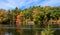 Old stone wall in a lake