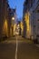 Old street in the city center from Deventer in the Netherlands at sunset