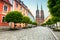 Old street panorama of Wroclaw with St John cathedral, Poland