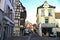 Old street with traditional medieval houses. Colmar, France.