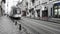 Old street and tram railway in Iasi city