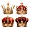Old Style Four Crowns With Red Gems - Golden Age Illustrations