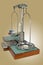 Old style pharmacy scale with capsule heavier than drugs