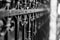 Old style Photograph of Vintage Fence made of Iron with beautiful ornaments, hundred years old, shot using very shallow Depth