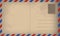 Old style postcard or envelope with postage stamp. Air mail letter. Post stamp. Airmail frame postcard. Mockup template envelope.