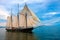 Old Style Sail Boat near Harbor